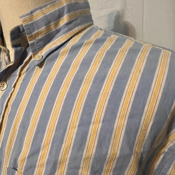 Nautica Long Sleeve Button Down. SZ Large. Breast Pocket. Blue And Yellow Stripe - Picture 2 of 6